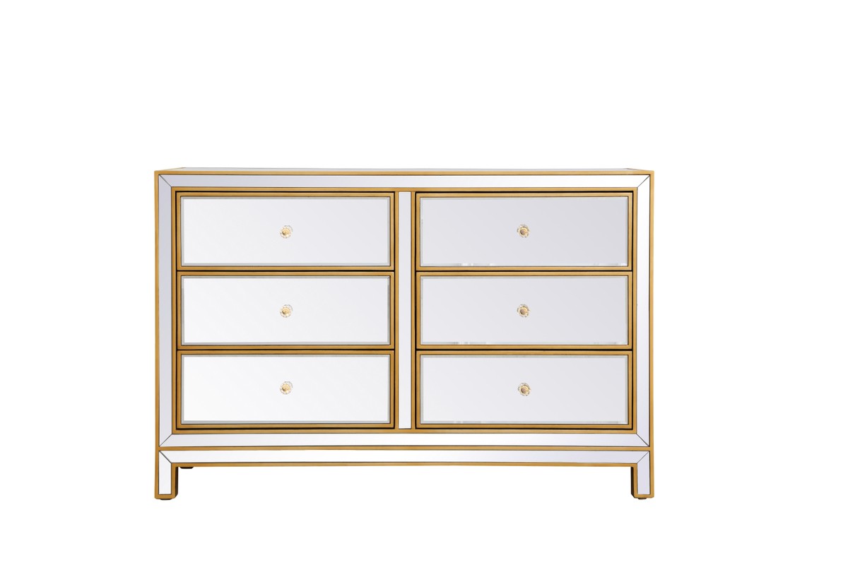 Elegant Lighting Dresser from the REFLEXION collection in Antique Gold finish