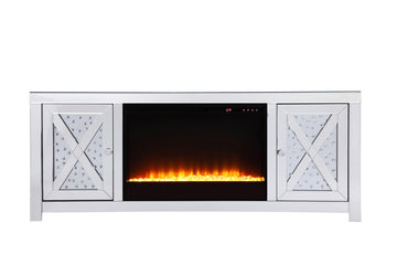 Elegant Lighting TV Stand With Insert Fireplace from the Modern collection in Clear finish