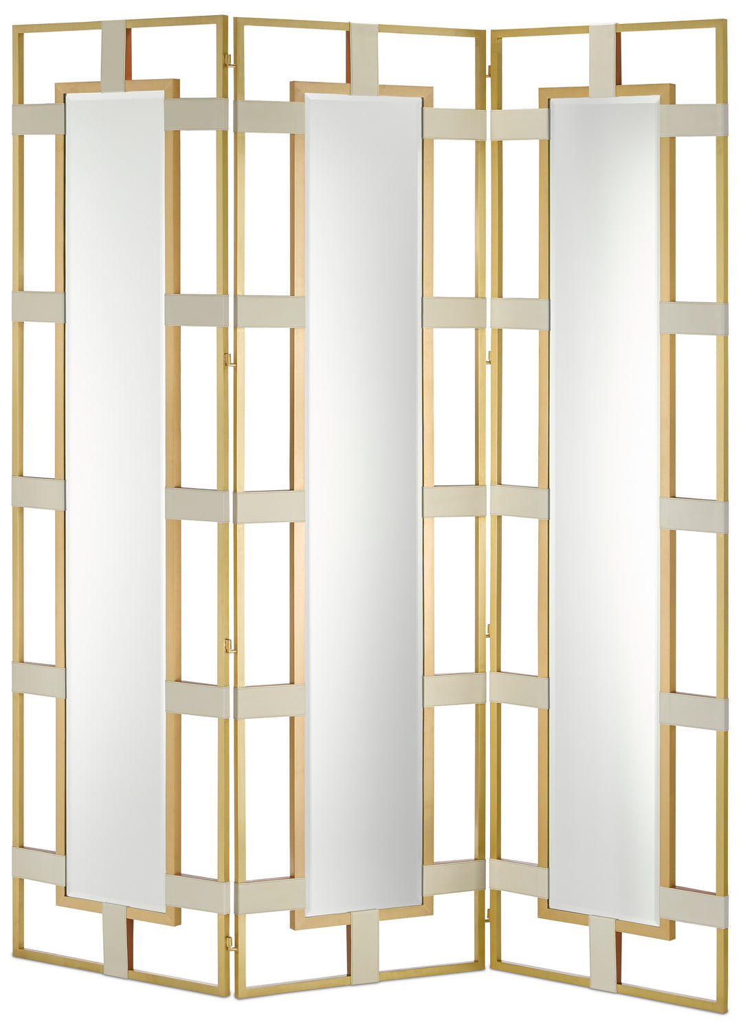 Currey and Company Mirror from the Camille collection in Cream/Brushed Brass/Mirror finish