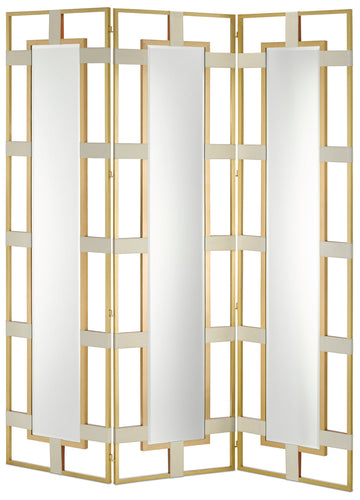 Currey and Company Mirror from the Camille collection in Cream/Brushed Brass/Mirror finish