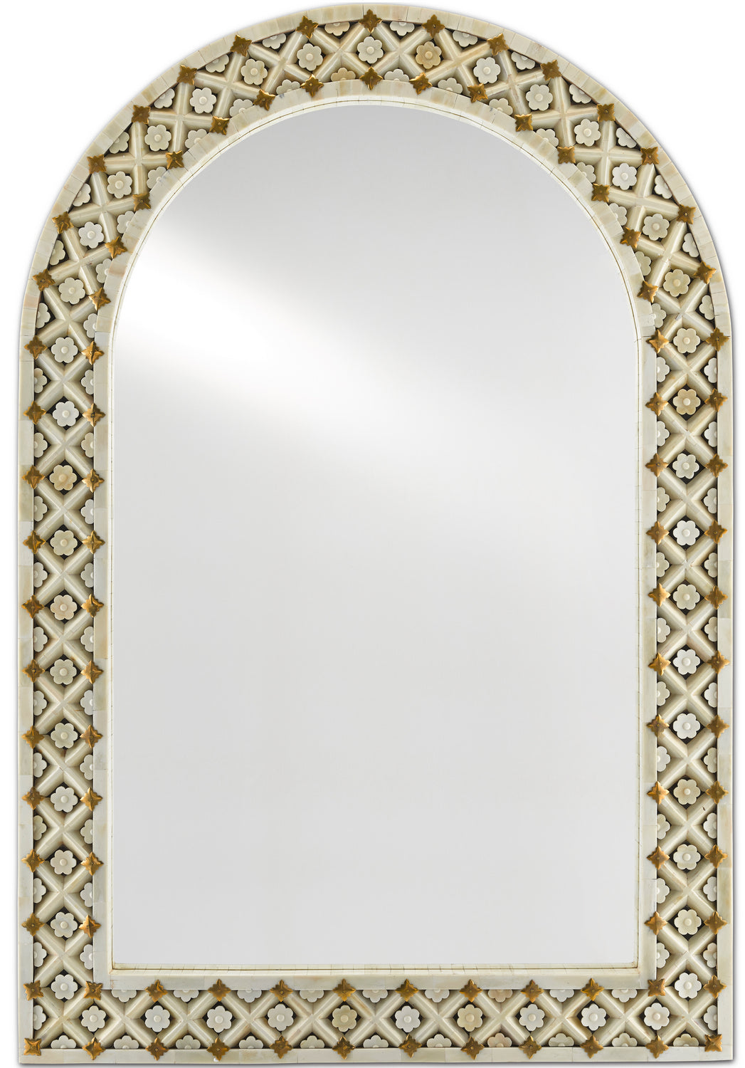 Currey and Company Mirror from the Ellaria Collection collection in Natural Bone/Brass/Mirror finish