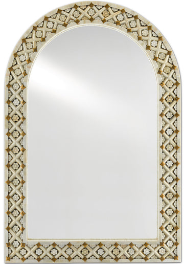 Currey and Company Mirror from the Ellaria Collection collection in Natural Bone/Brass/Mirror finish