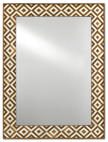 Currey and Company Mirror from the Persian collection in Natural Bone/Natural Wood/Mirror finish