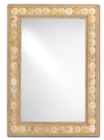 Currey and Company Mirror from the Buko Collection collection in Straw/Natural Abaca Rope/Coco Shell/Mirror finish