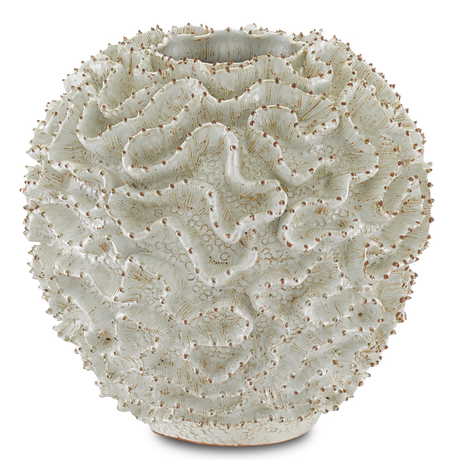 Currey and Company Vase from the Swirl Collection collection in White/Gold finish