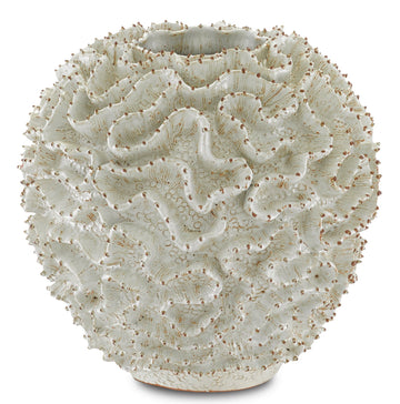 Currey and Company Vase from the Swirl Collection collection in White/Gold finish