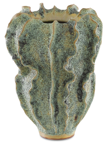Currey and Company Vase from the Sunken Boat Collection collection in Moss Green finish