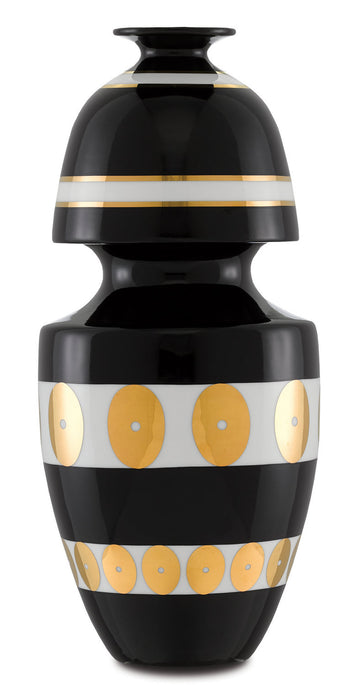 Currey and Company Vase from the De collection in Black/Gold/White finish