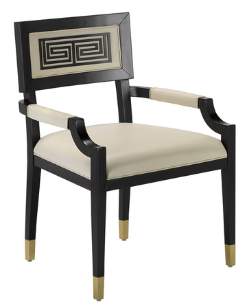 Currey and Company Chair from the Artemis Collection collection in Caviar Black/Brushed Brass/Milk finish