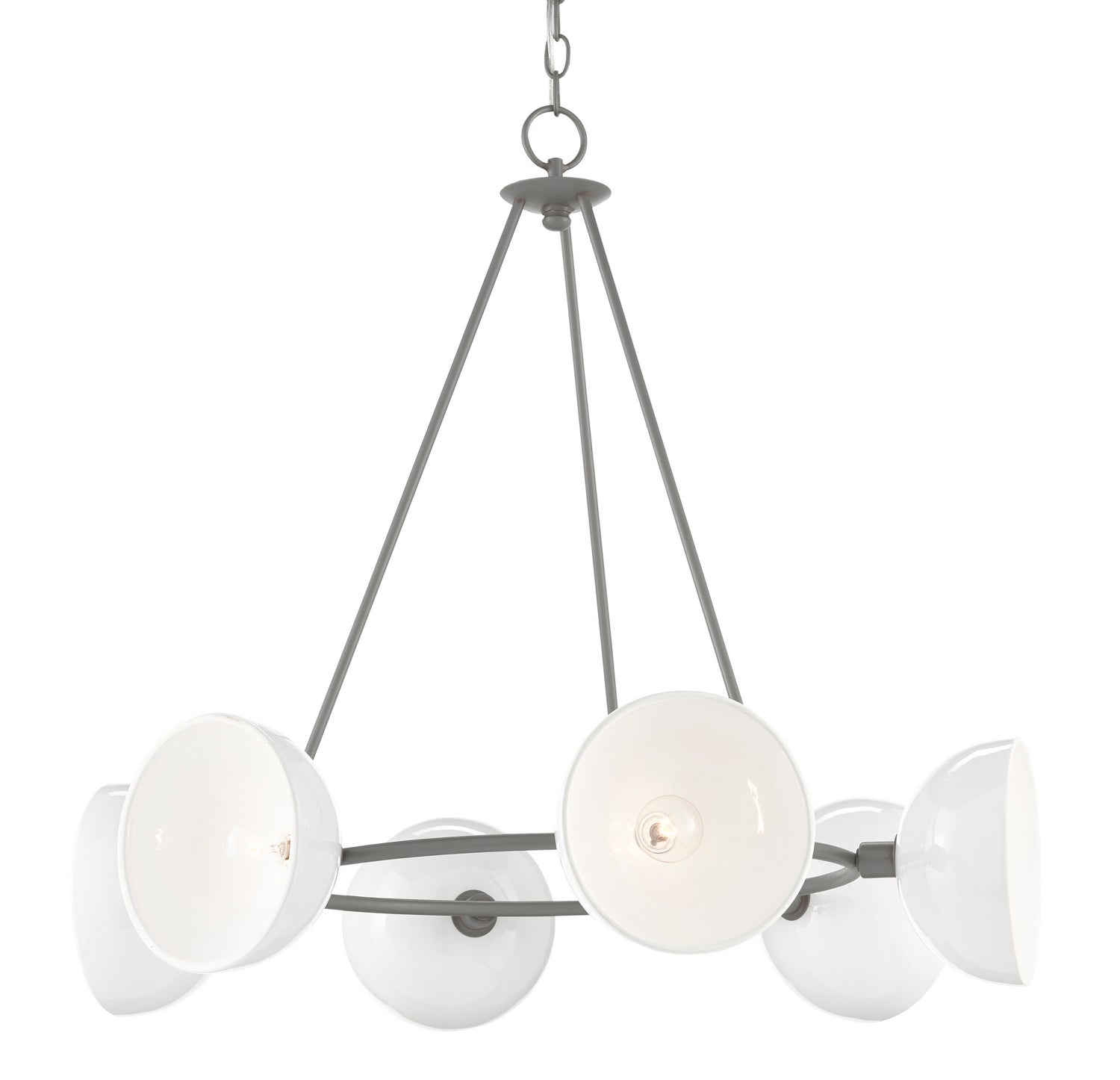Currey and Company Six Light Chandelier from the Soba Collection collection in Hiroshi Gray/White finish