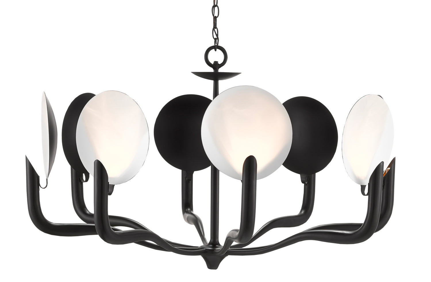 Currey and Company Eight Light Chandelier from the Tirtoff Collection collection in Satin Black/Sugar White finish
