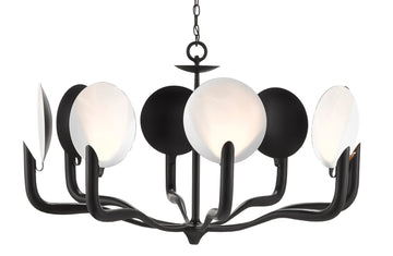 Currey and Company Eight Light Chandelier from the Tirtoff Collection collection in Satin Black/Sugar White finish
