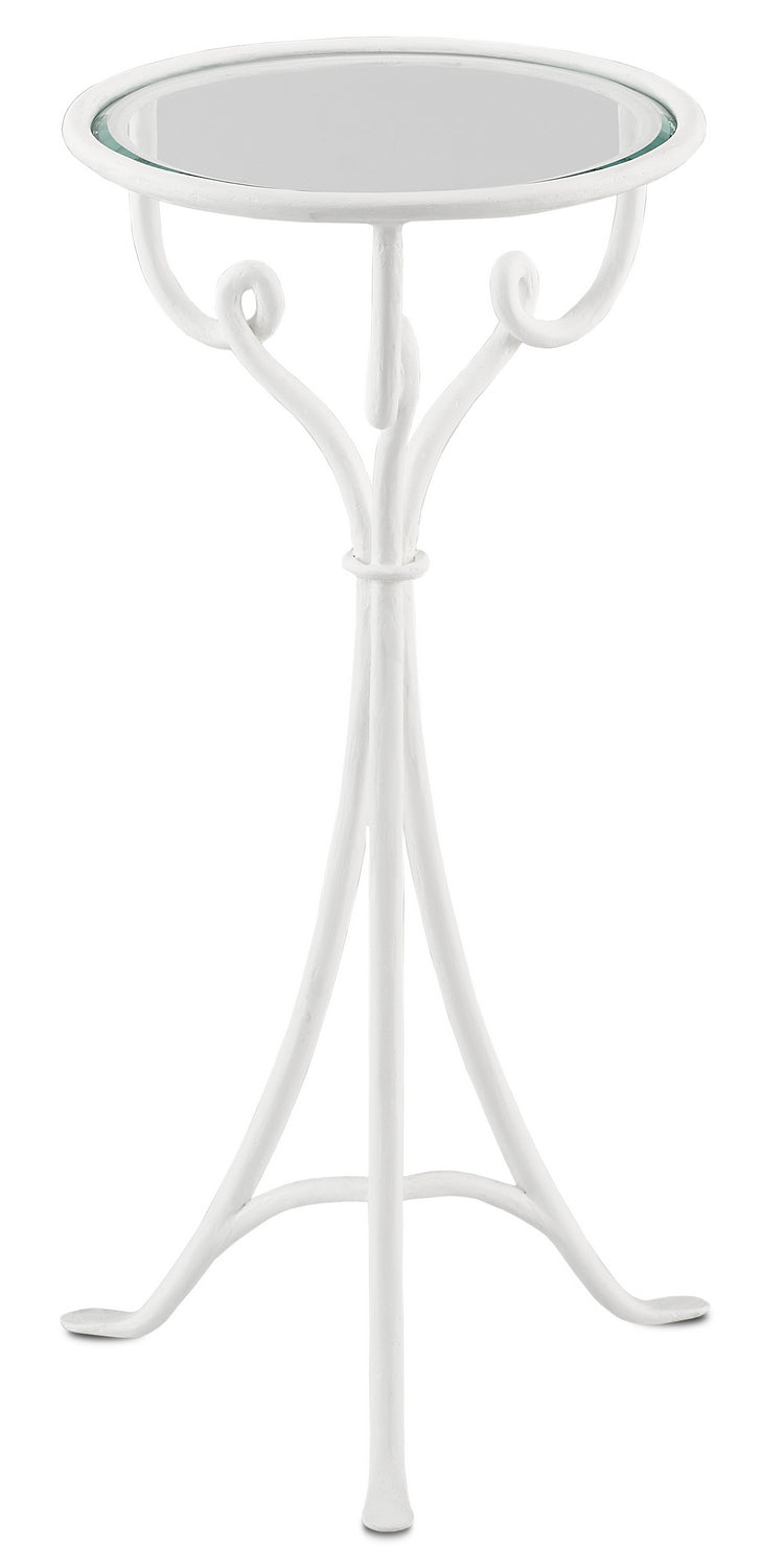 Currey and Company Drinks Table from the Cyrilly Collection collection in Gesso White/Clear finish