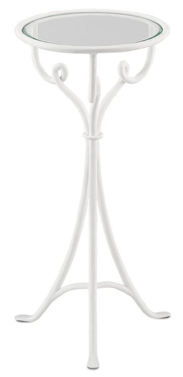 Currey and Company Drinks Table from the Cyrilly Collection collection in Gesso White/Clear finish