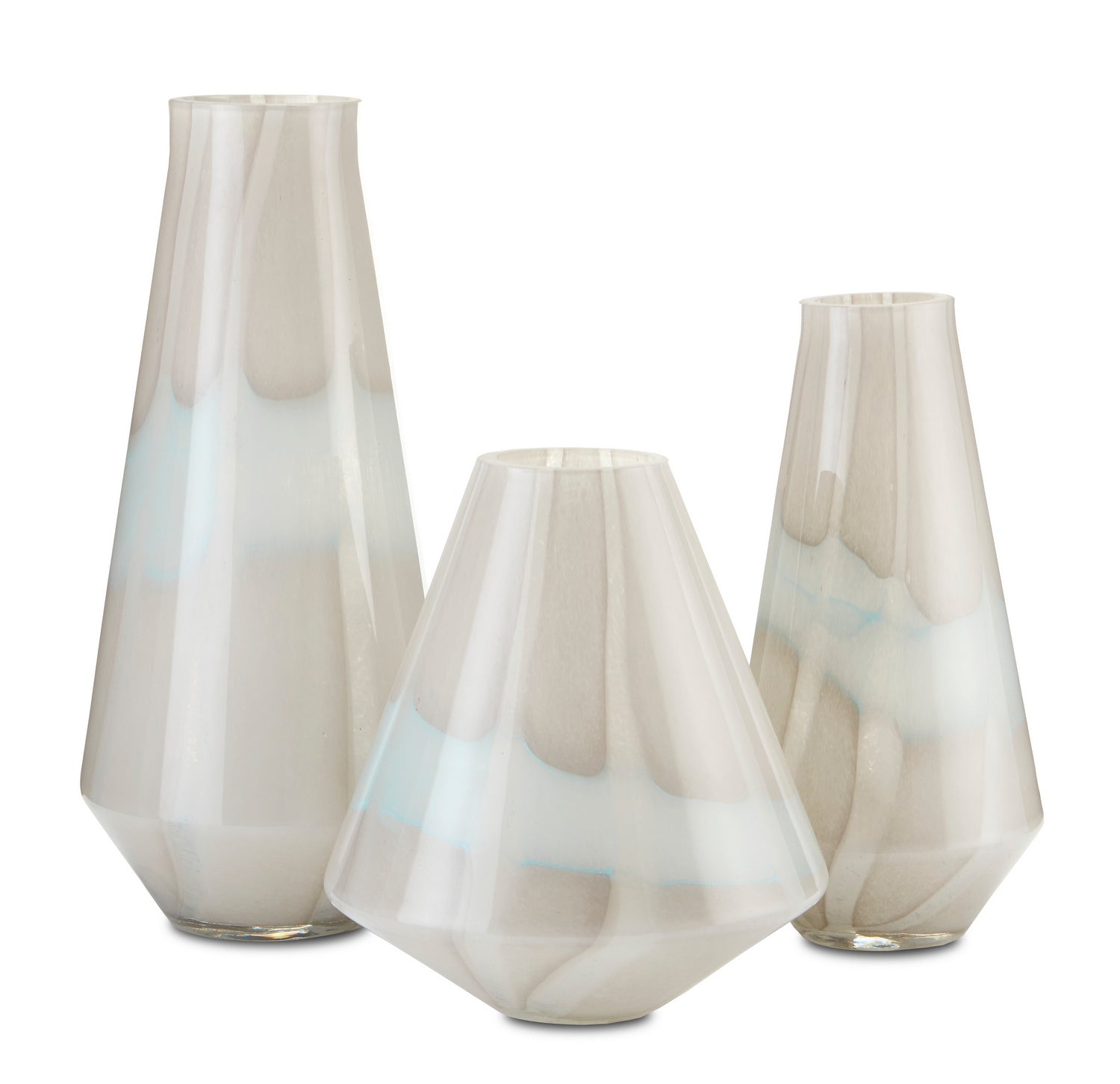 Currey and Company Vase Set of 3 from the Floating Cloud Collection collection in Light Gray/White finish