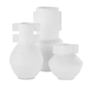 Currey and Company Vase Set of 3 in Textured White finish