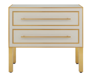 Currey and Company Chest from the Arden Collection collection in Ivory/Satin Brass finish
