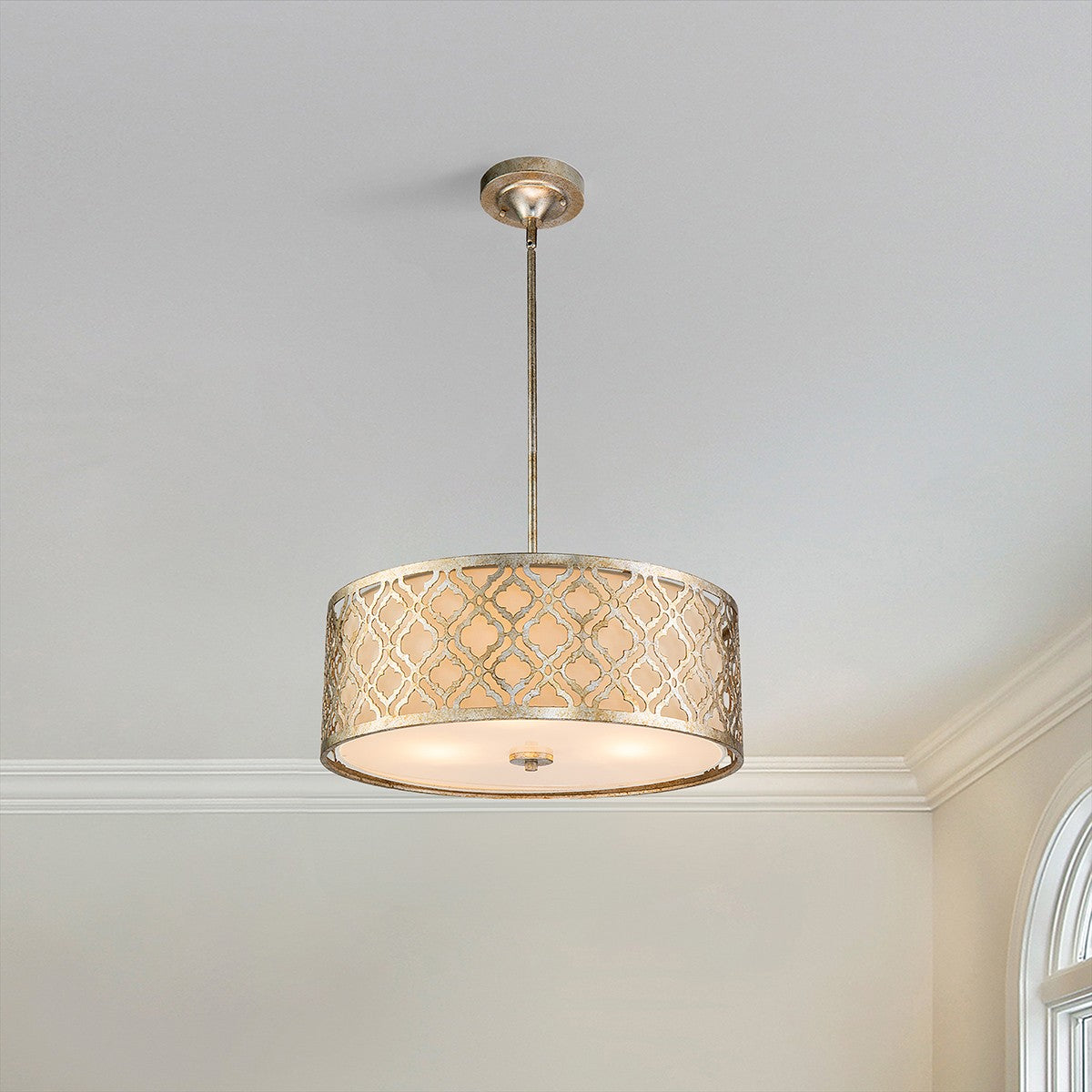 Lucas + McKearn Three Light Island Pendant/Semi Flush from the Arabella collection in Antique Silver finish