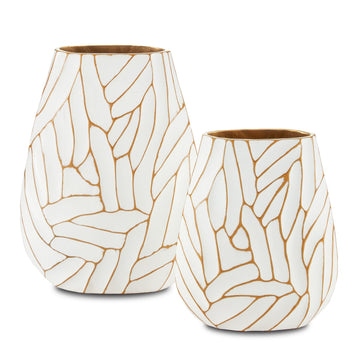 Currey and Company Vase from the Anika Collection collection in White/Gold finish