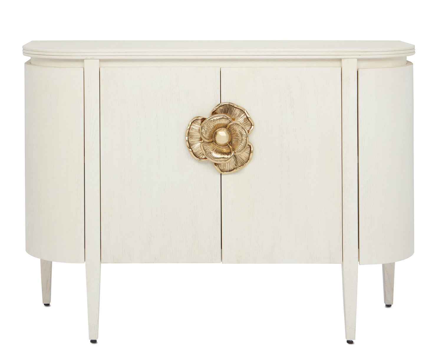 Currey and Company Demi-Lune from the Briallen Collection collection in Cerused White/Brass finish