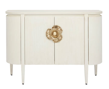 Currey and Company Demi-Lune from the Briallen Collection collection in Cerused White/Brass finish