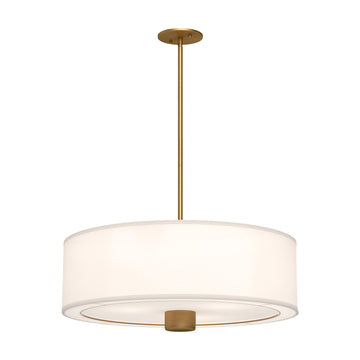 Alora Three Light Pendant from the Theo collection in Aged Gold/White Linen finish