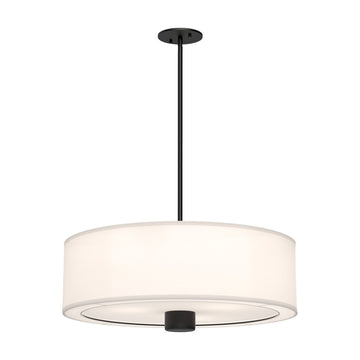 Alora Three Light Pendant from the Theo collection in Matte Black/White Linen finish