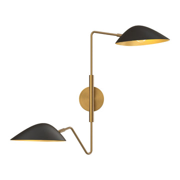 Alora Two Light Vanity from the Oscar collection in Aged Gold/Matte Black finish