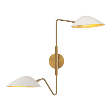 Alora Two Light Vanity from the Oscar collection in Aged Gold/White finish