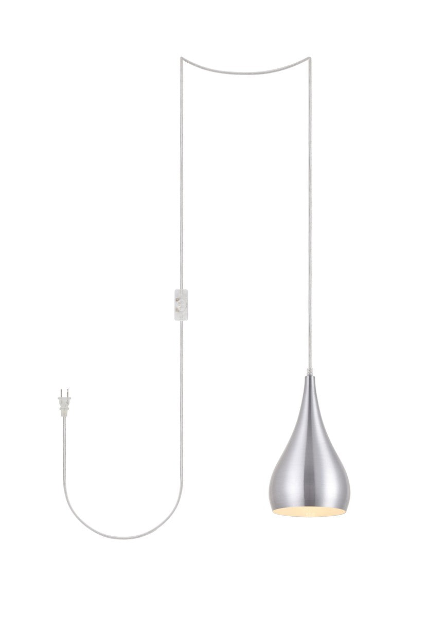 Elegant Lighting One Light Plug in Pendant from the Nora collection in Burnished Nickel finish