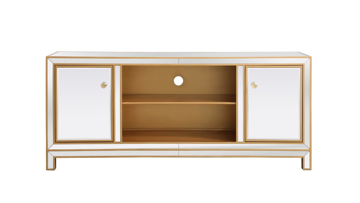 Elegant Lighting TV Stand from the Reflexion collection in Gold finish
