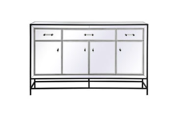 Elegant Lighting Credenza with fireplace from the James collection in Black finish