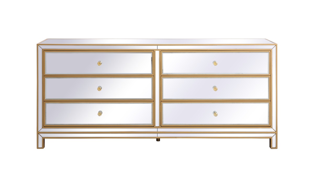Elegant Lighting Chest from the Reflexion collection in Gold finish