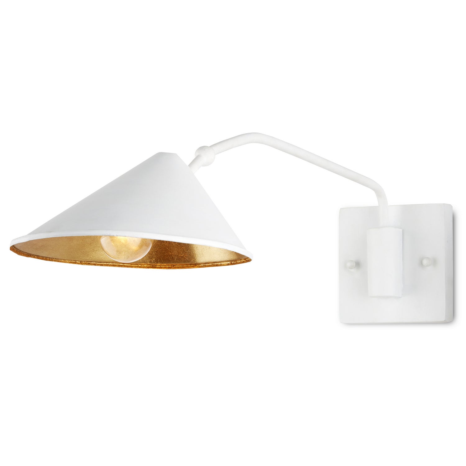 Currey and Company One Light Wall Sconce from the Serpa Collection collection in Gesso White/Contemporary Gold Leaf finish