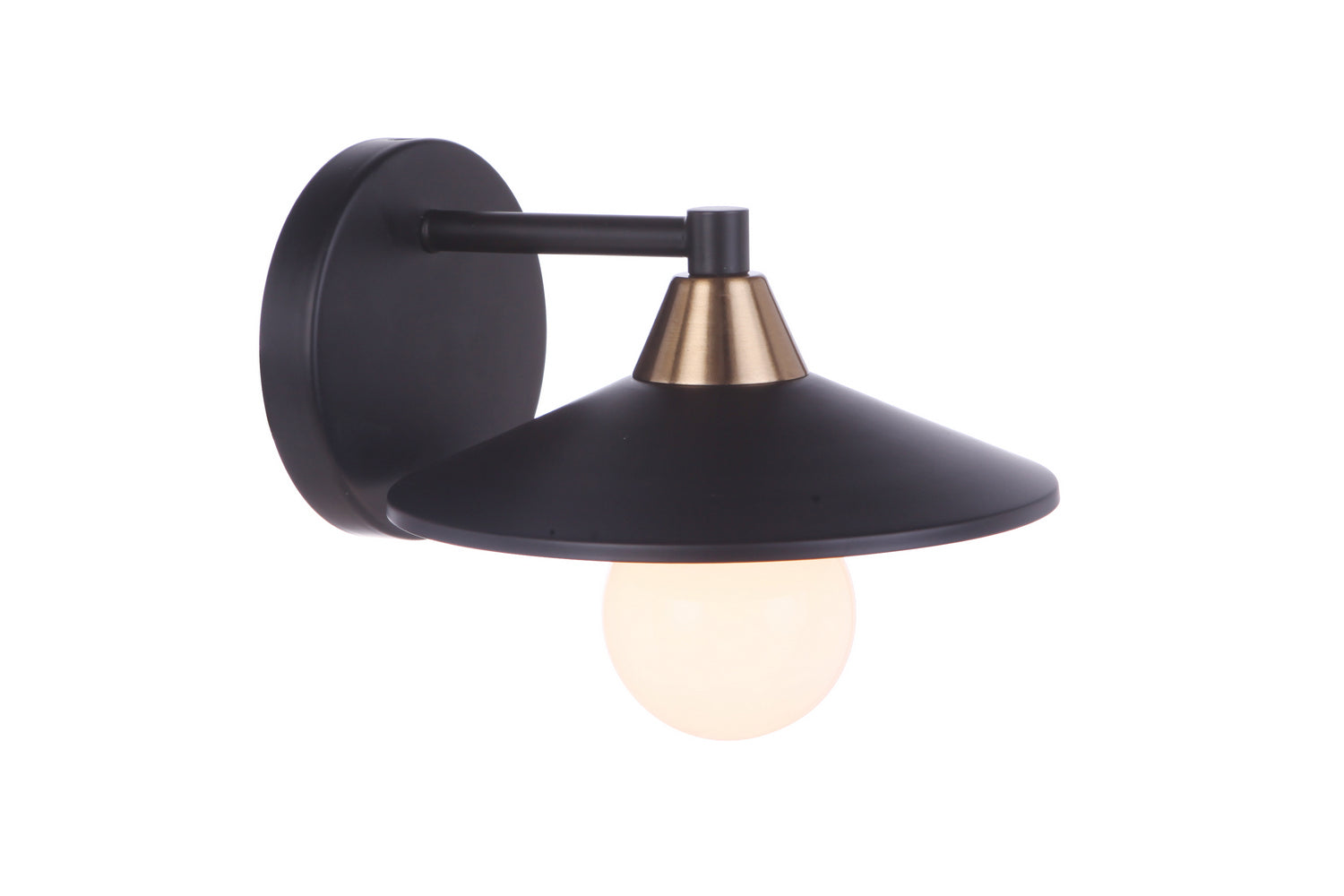Craftmade One Light Wall Sconce from the Isaac collection in Flat Black/Satin Brass finish