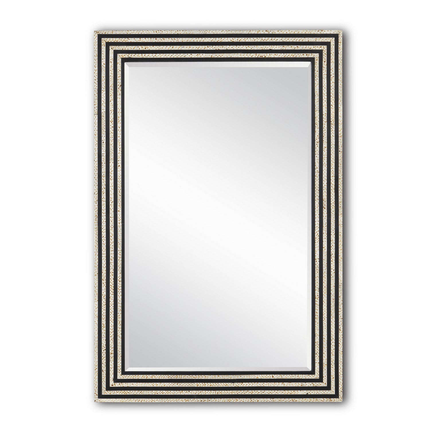 Currey and Company Mirror from the Taurus collection in White Speckle/Black/Mirror finish