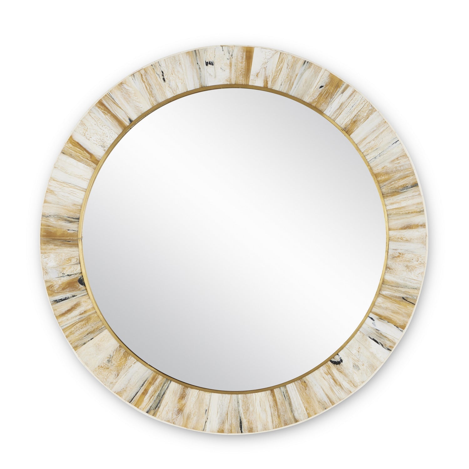 Currey and Company Mirror from the Niva Collection collection in Cream/Brass/Mirror finish