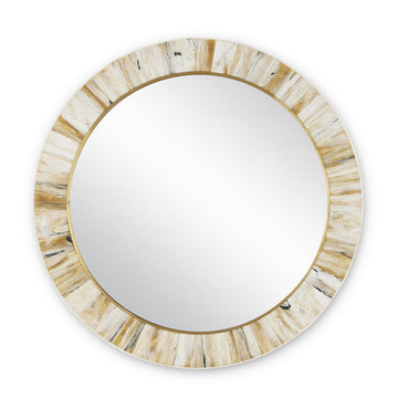 Currey and Company Mirror from the Niva Collection collection in Cream/Brass/Mirror finish