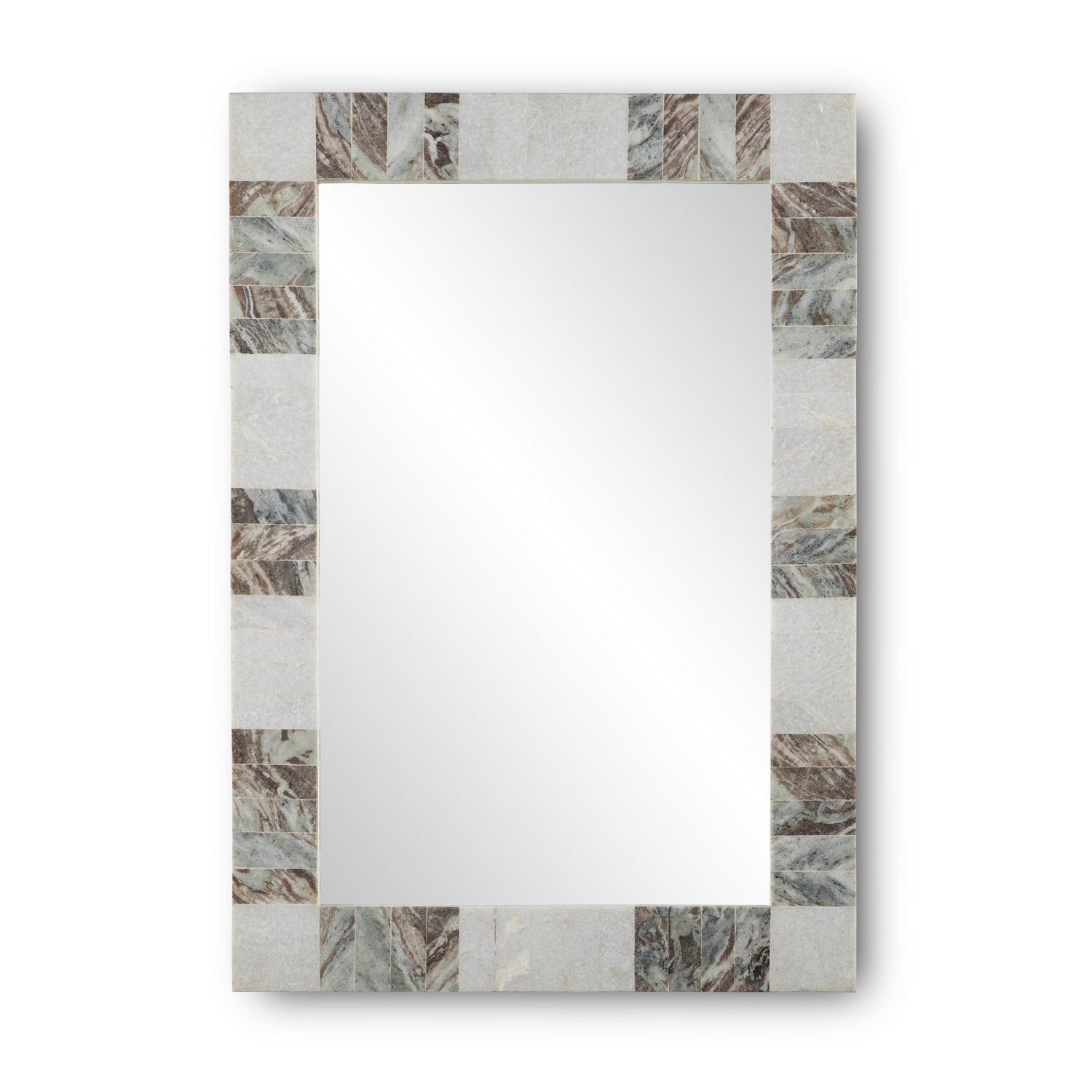 Currey and Company Mirror from the Elena Collection collection in White/Brown/Mirror finish