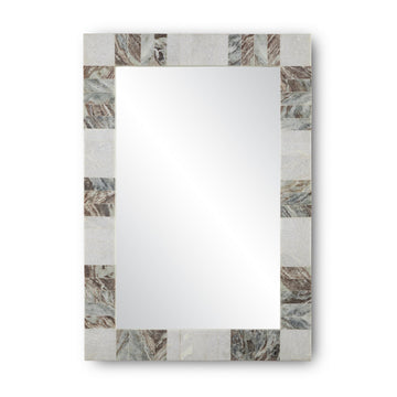 Currey and Company Mirror from the Elena Collection collection in White/Brown/Mirror finish