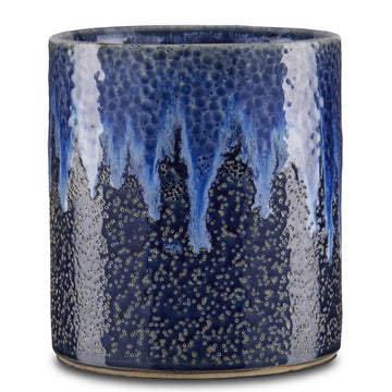 Currey and Company Cachepot from the Kelmscott collection in Dark Blue/Reactive Blue finish