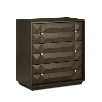 Currey and Company Chest from the Kendall Collection collection in Dove Gray/Polished Brass finish