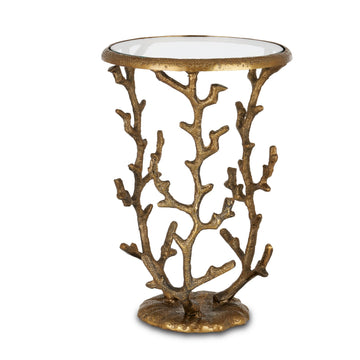 Currey and Company Accent Table in Antique Brass finish