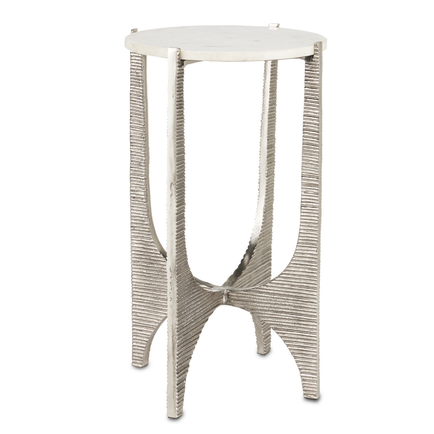 Currey and Company Accent Table in Antique Nickel/White finish