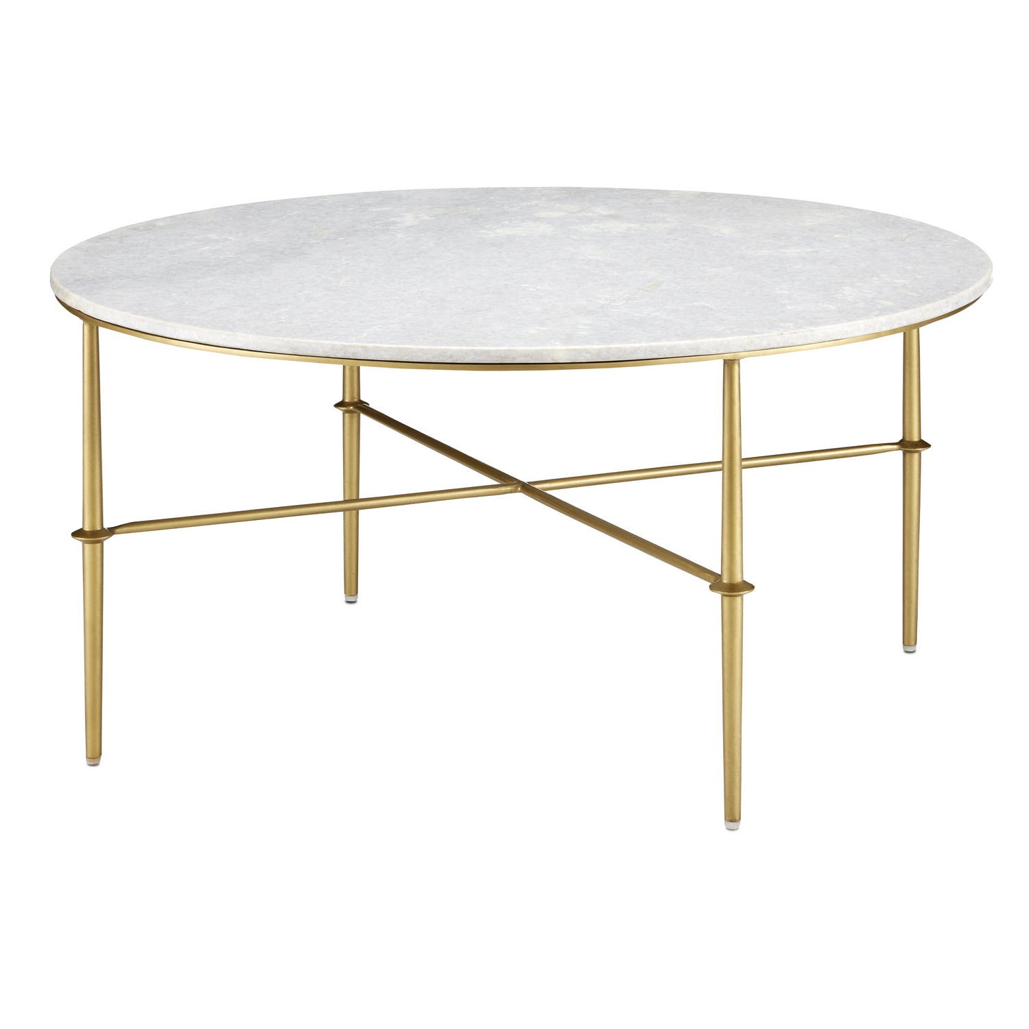 Currey and Company Cocktail Table from the Kira Collection collection in White/Antique Brass finish