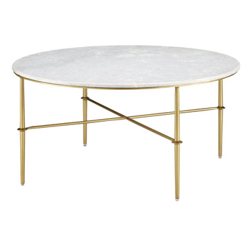 Currey and Company Cocktail Table from the Kira Collection collection in White/Antique Brass finish