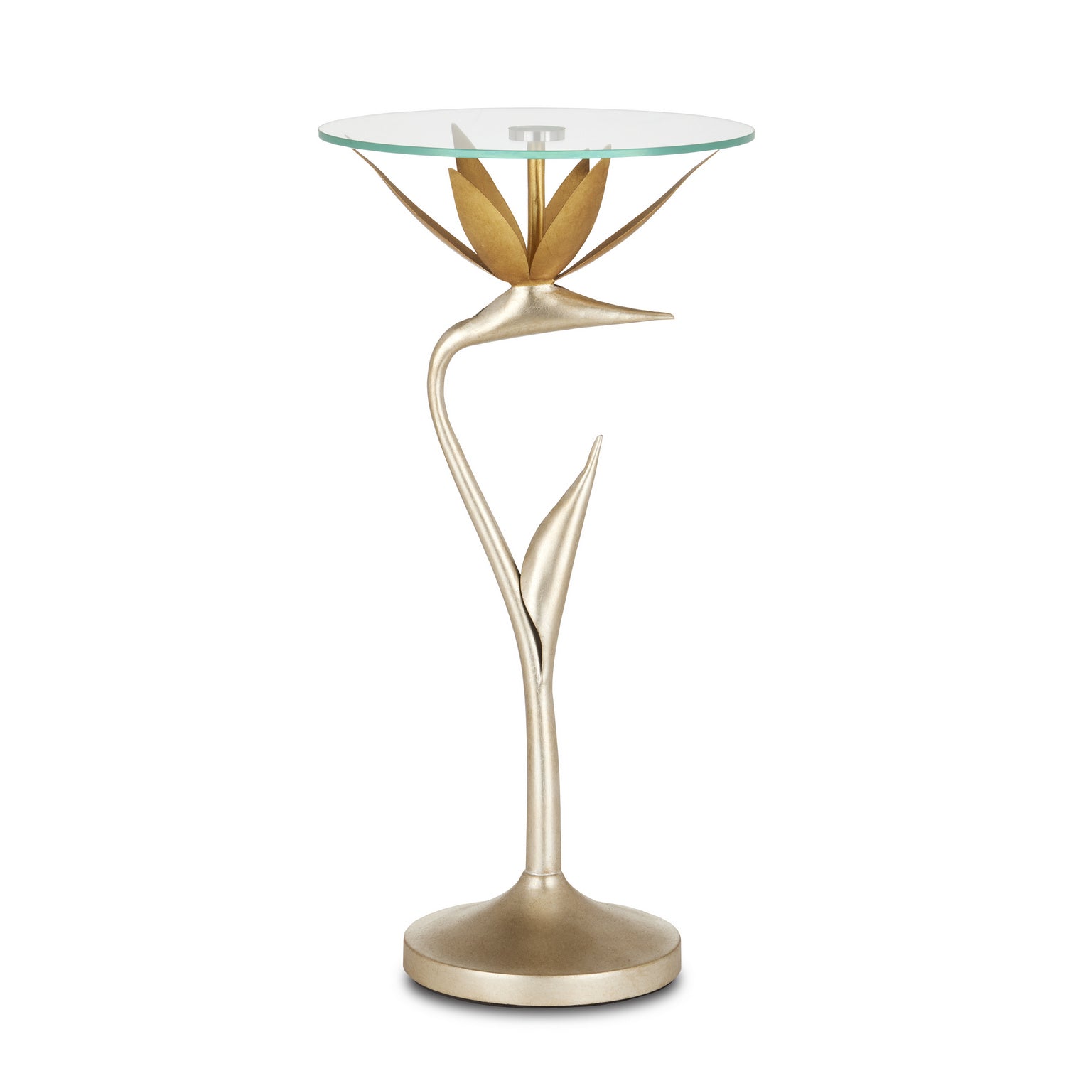 Currey and Company Accent Table from the Paradiso Collection collection in Contemporary Silver Leaf/Contemporary Gold Leaf finish