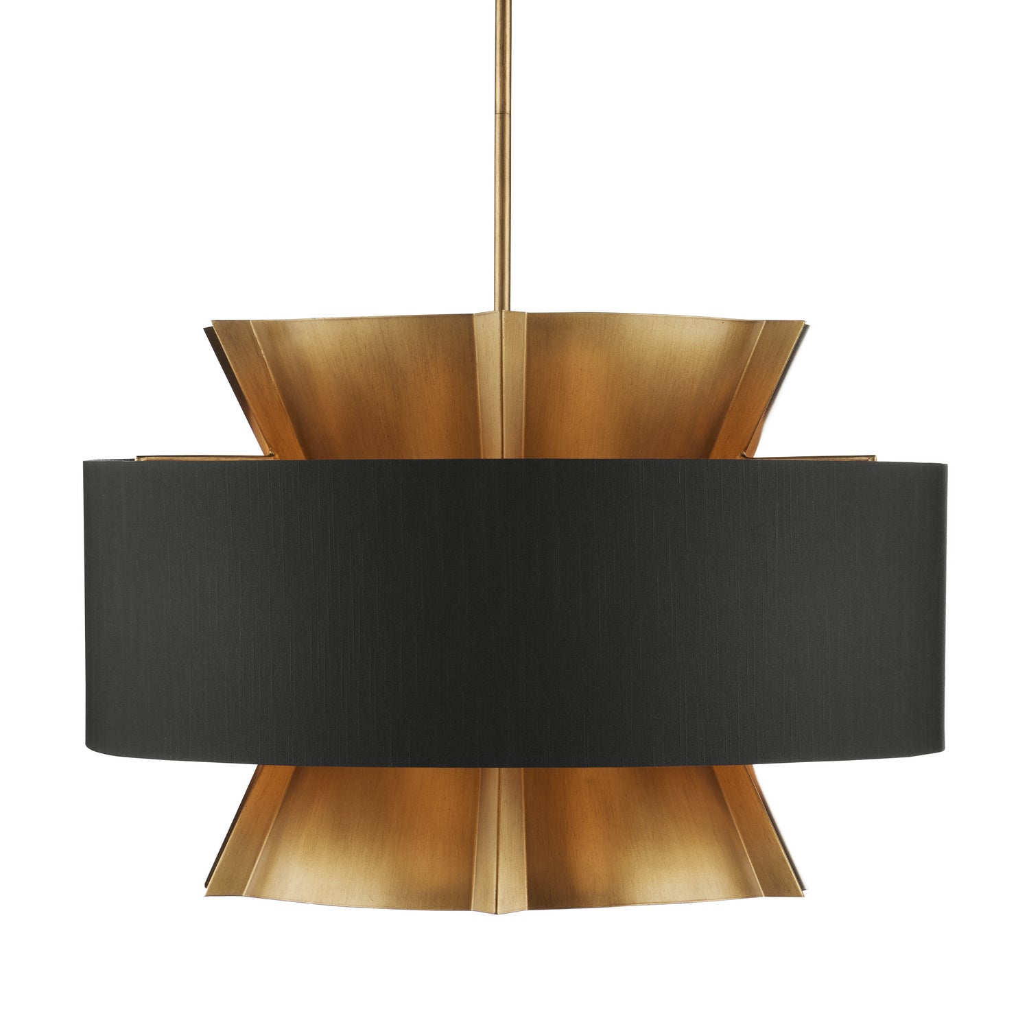 Currey and Company Six Light Chandelier in Brass/Black finish
