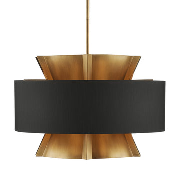 Currey and Company Six Light Chandelier in Brass/Black finish