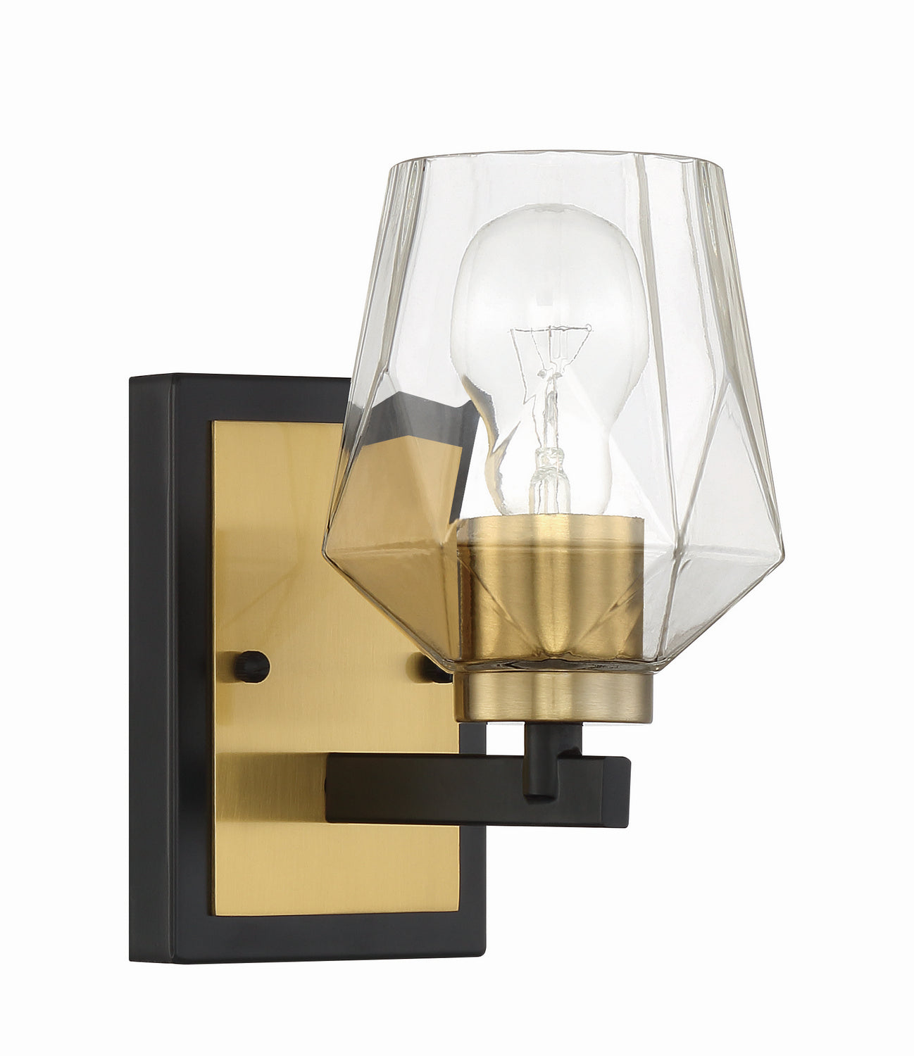 Craftmade One Light Wall Sconce from the Avante Grand collection in Flat Black/Satin Brass finish